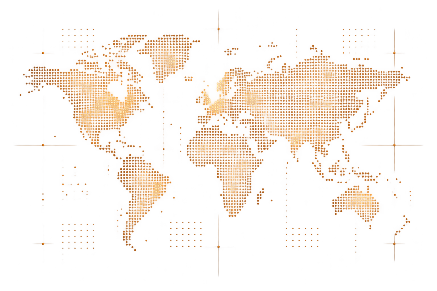 A copper dot map of the world